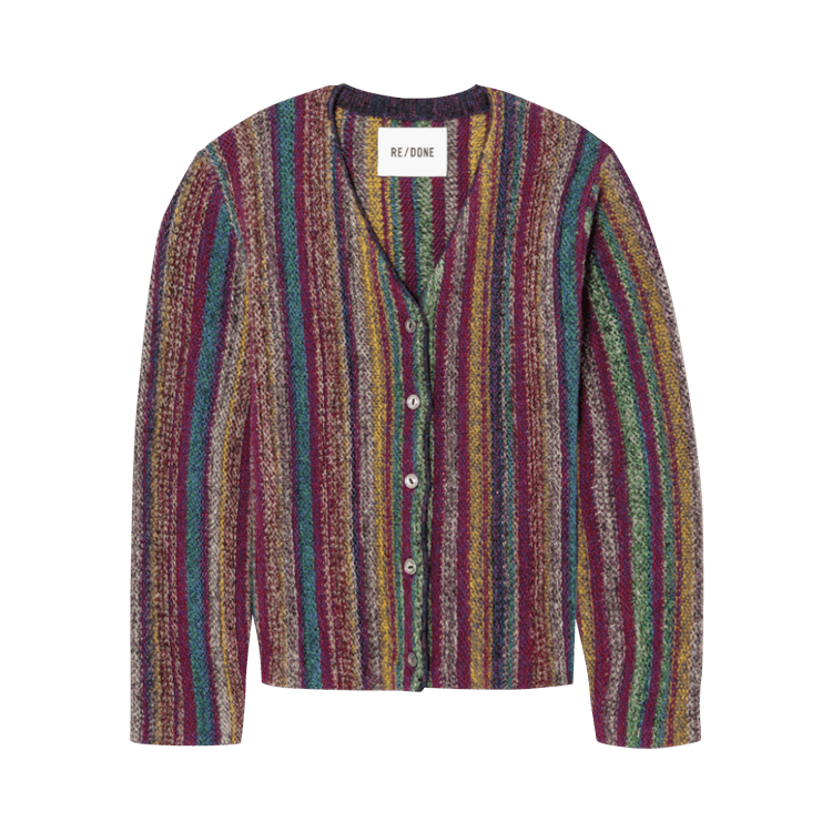 RE/DONE 50s Vneck Cardigan "Plum/Multicolor"