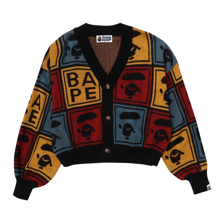 BAPE Ape Face Cropped Knit Cardigan "Black"