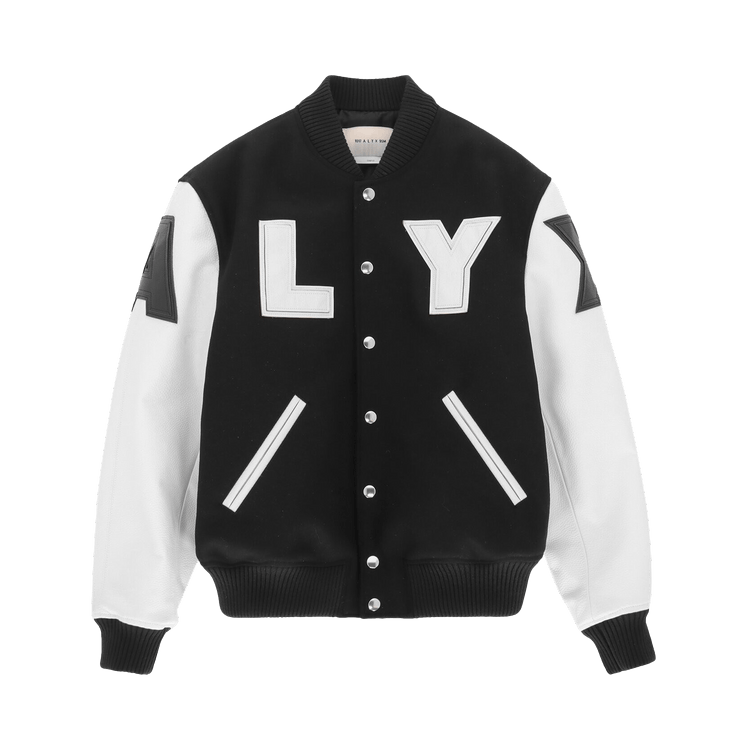 1017 ALYX 9SM Leather Patch Logo Varsity Jacket "Black/White"