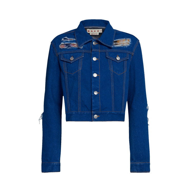 Marni Cropped Mohair Denim Jacket "Illusion Blue"