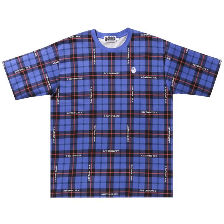 BAPE Check Relaxed Fit One Point Tee "Blue"