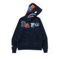 BAPE Multi Fonts Shark Full Zip Hoodie "Navy"