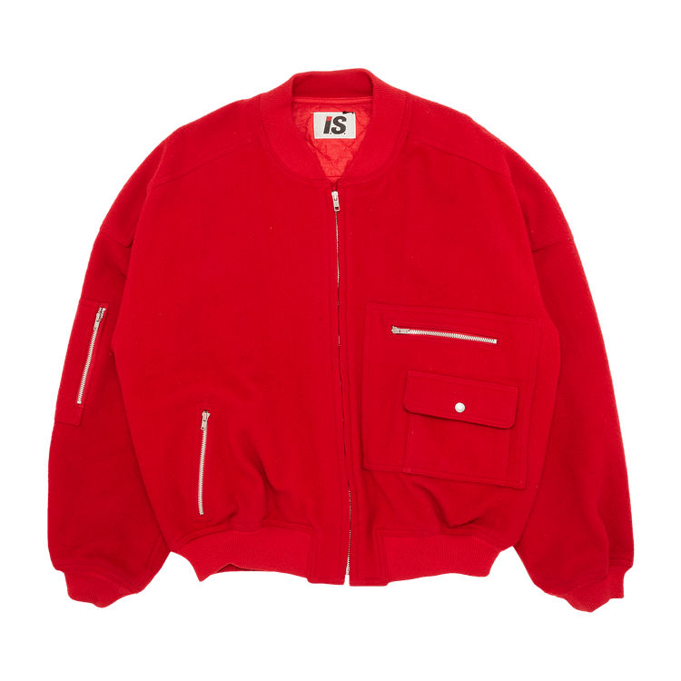 Vintage Issey Miyake Care Label Bomber Jacket In Red