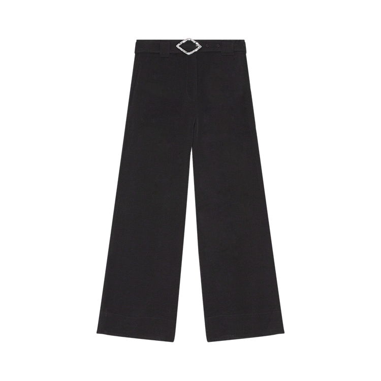 GANNI Light Structured Jacquard Wide Pants "Black"