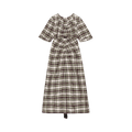 GANNI Check Egret Checkered Cut-out Maxi Dress "Check Egret"