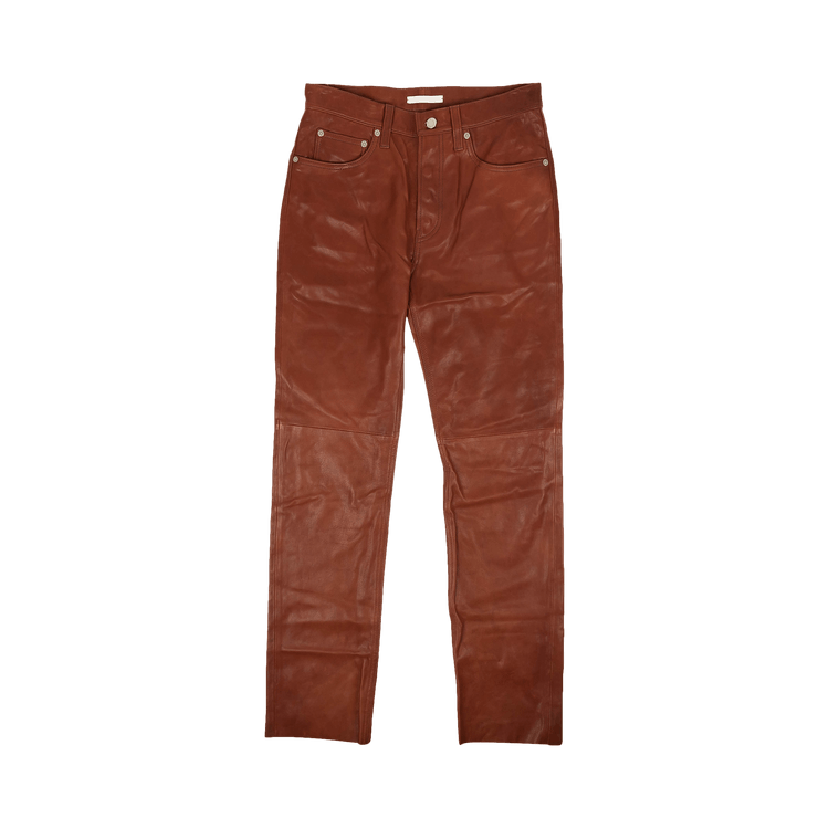 Helmut Lang Masc Hi Straight Leather Pant "Tobacco"