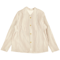 Issey Miyake Striped Button Front Pleated Jacket "White"