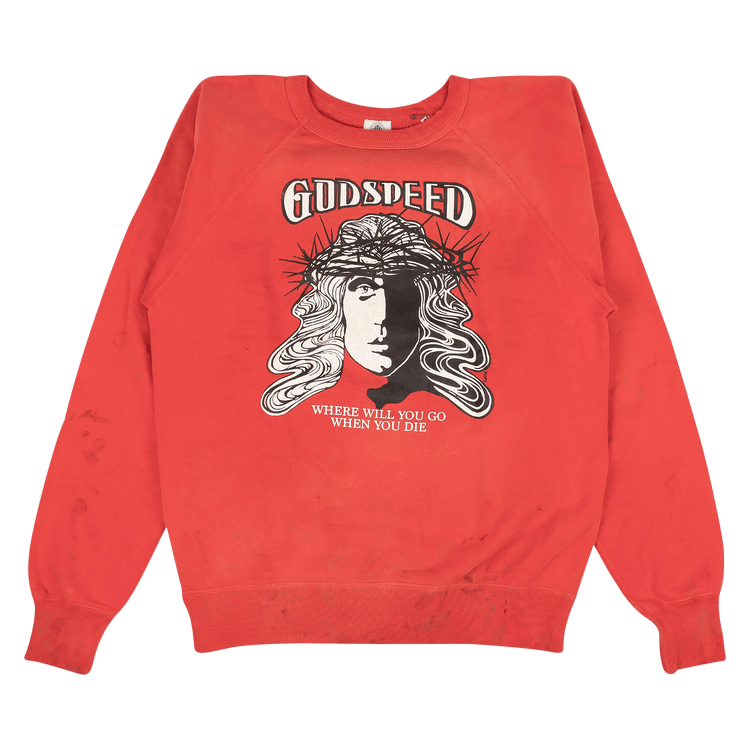 SAINT Mxxxxxx Godspeed Raglan Crewneck Sweatshirt "Red"