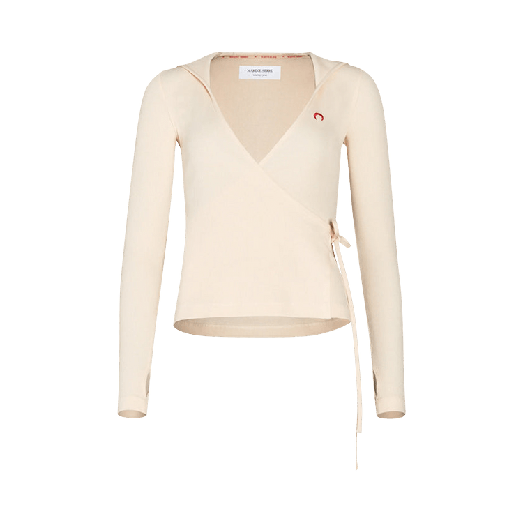 Marine Serre Embroidered Motif Long-Sleeve Top "Broken White"