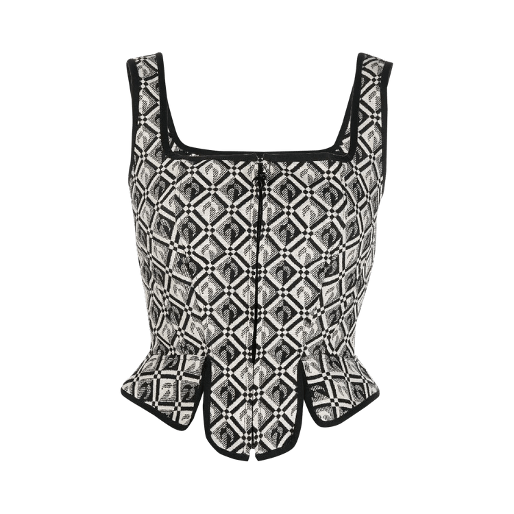 Marine Serre Moon Diamant Zipped Corset "Black"