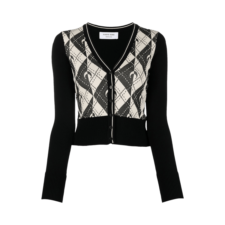 Marine Serre Royal Moon Carreaux Cardigan "Black"