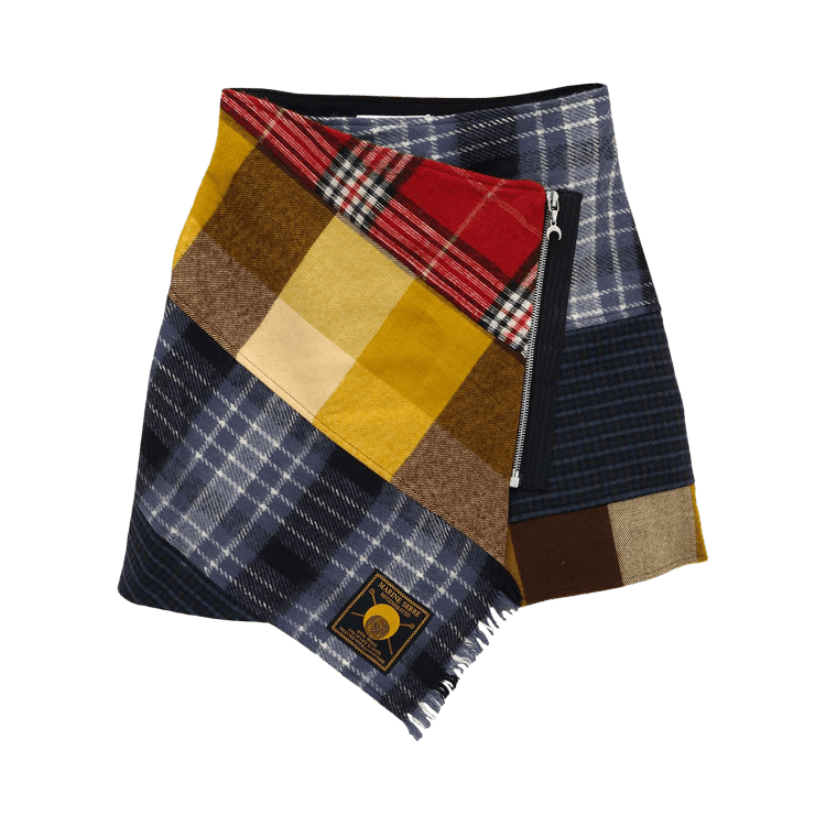Marine Serre Clashing Tartans Wrap Mini Skirt "Blue"