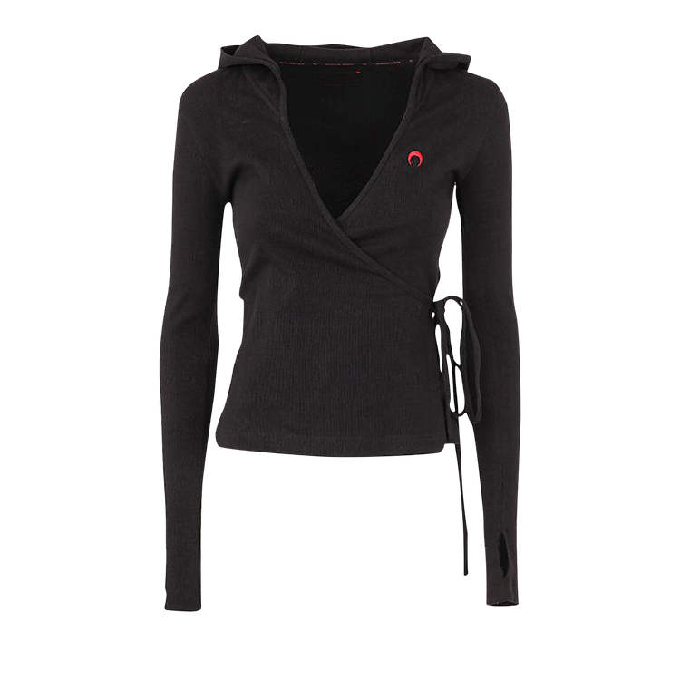 Marine Serre Organic Hoodie Cache "Black"