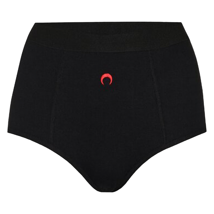 Marine Serre Organic Ribbed Panties "Black"