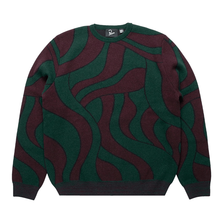 Parra Distorted Waves Knitted Pullover "Pine Green"