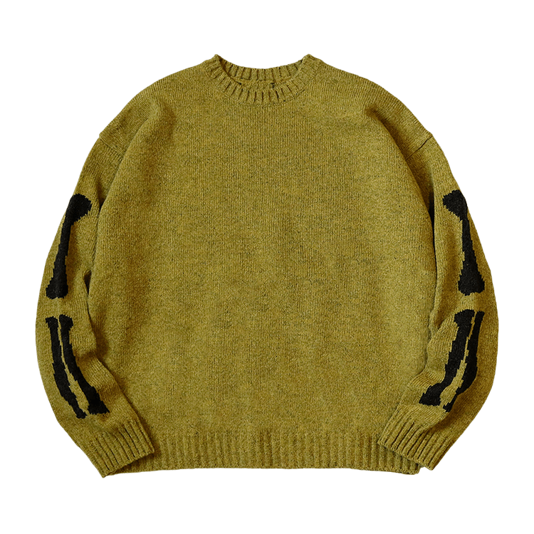 Kapital 5G Wool Knit Bone Crew Sweater "Mustard"