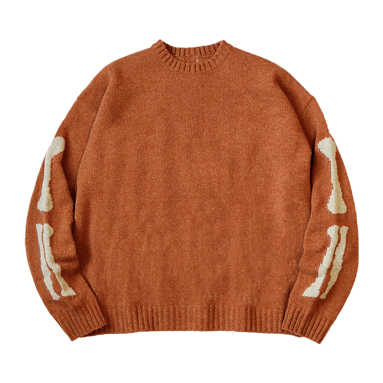 Kapital 5G Wool Knit Bone Crew Sweater "Orange"
