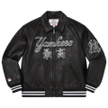Supreme x New York Yankees Kanji Leather Varsity Jacket "Black"