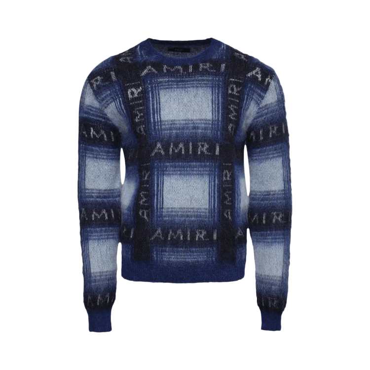 Amiri Brushed Mohair Plaid Crew "Blue"