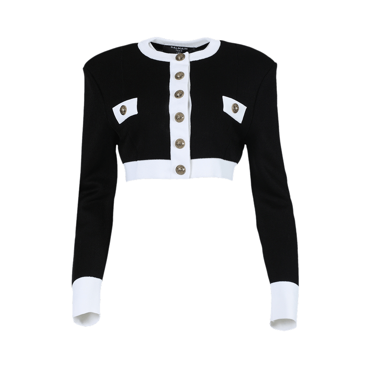 Balmain Buttoned Knit Jacket "Black/Blue"