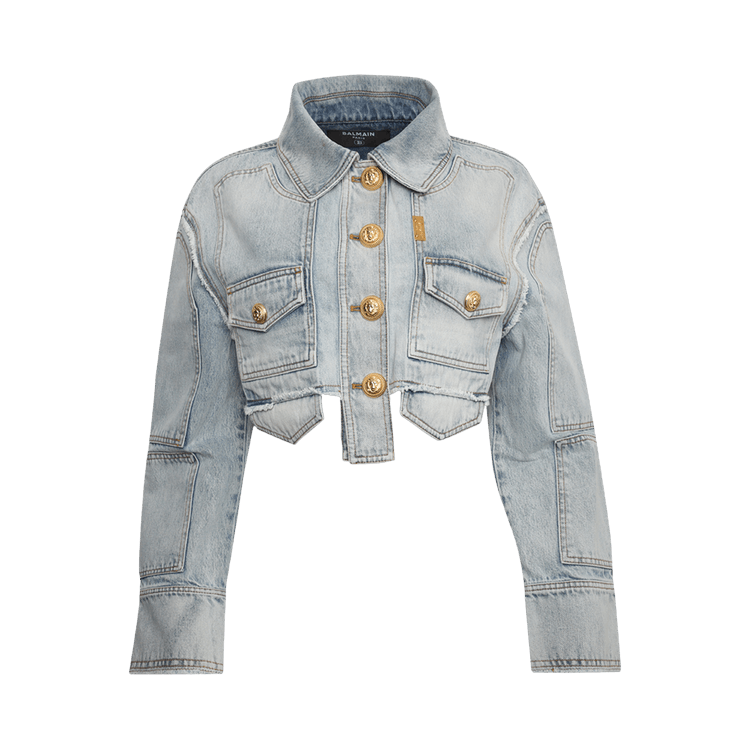 Balmain Denim Cropped Jacket "Vintage Blue"