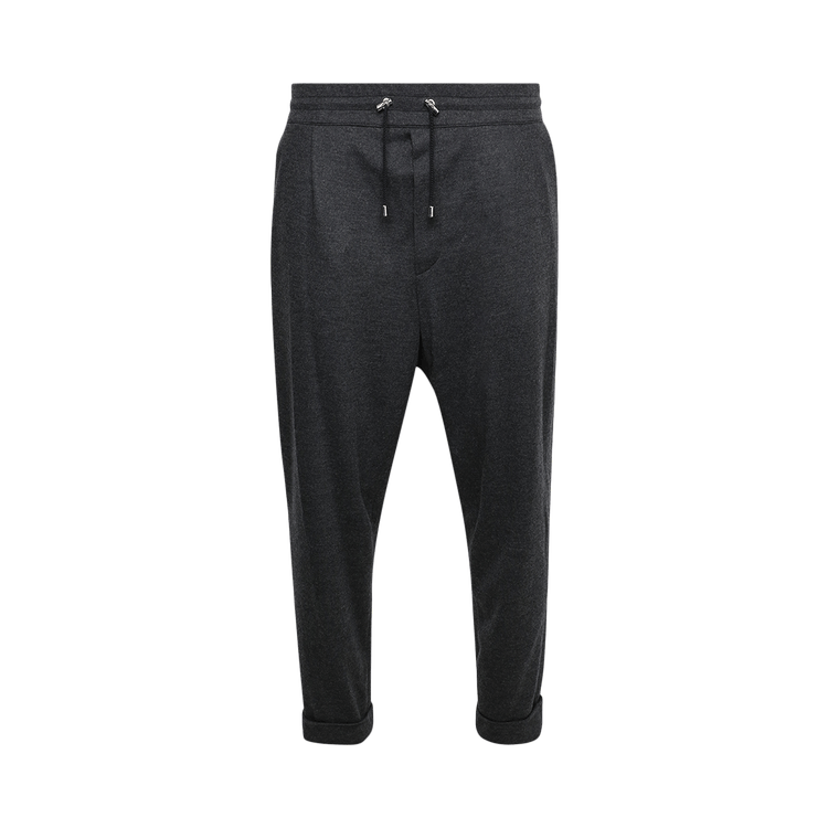 Balmain Low Crotch Elastic Belted Flannel Pants "Gris Gonce"