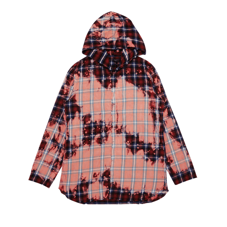 Vlone x CLOT Bleached Hooded Flannel "Red/Blue"