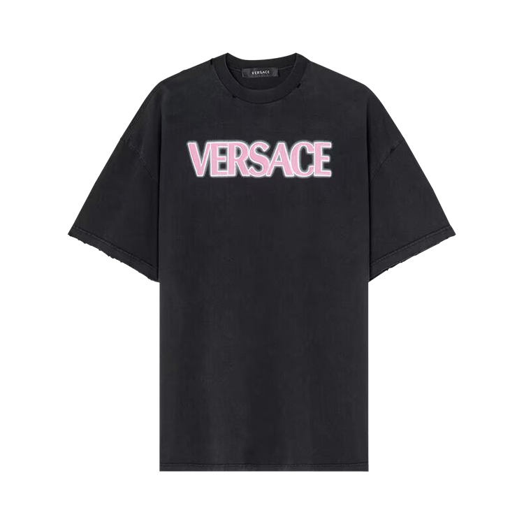 Versace Logo Print T-Shirt "Black/Fuchsia"