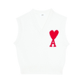 Ami Sleeveless Sweater "Off White/Red"