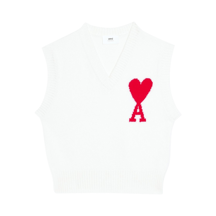 Ami Sleeveless Sweater "Off White/Red"
