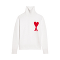 Ami Funnel Neck Sweater "Off White/Red"
