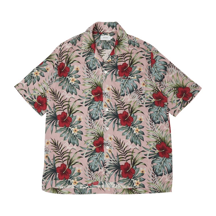 Rhude Hawaiian Logo Rayon Shirt "Mauve/Multicolor"