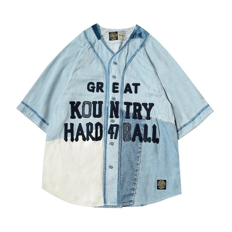 Kapital 8oz Reconstruction Denim Great Kountry Baseball Shirt "Indigo Processing"