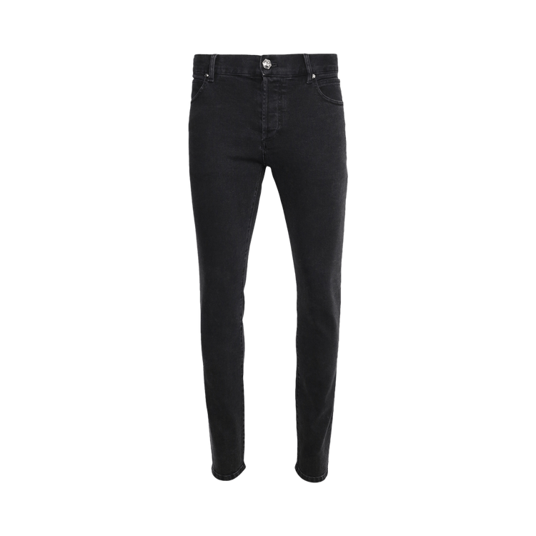 Balmain 6 Pocket Slim Acid Wash "Noir Delave"