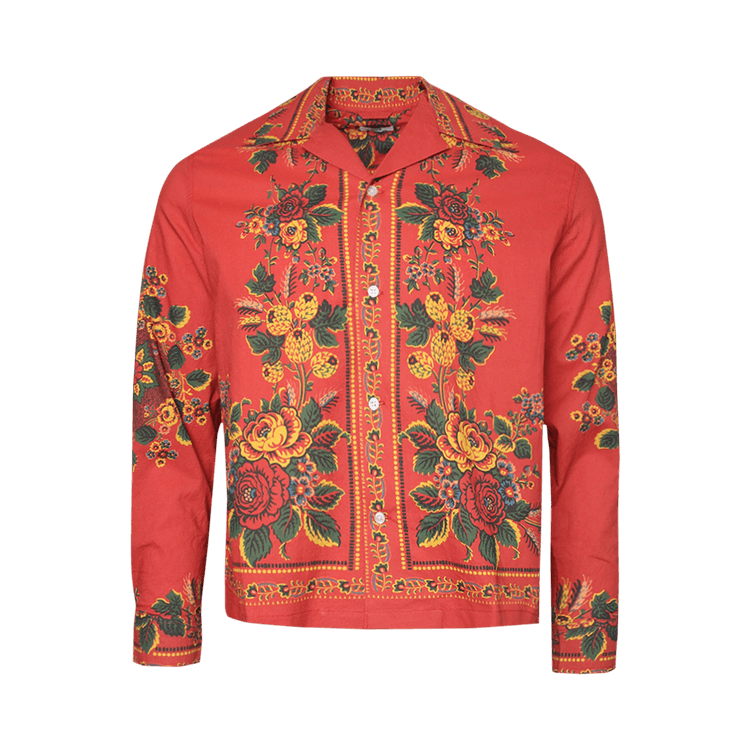 Bode Floribunda Long-Sleeve Shirt "Red/Multicolor"