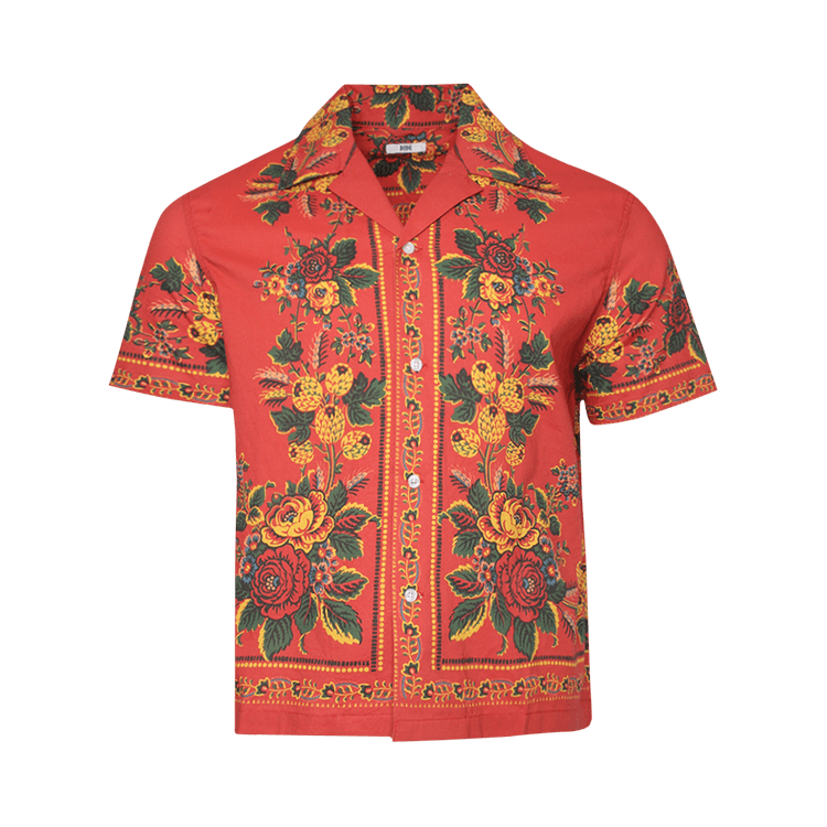 Bode Floribunda Short-Sleeve Shirt "Red/Multicolor"