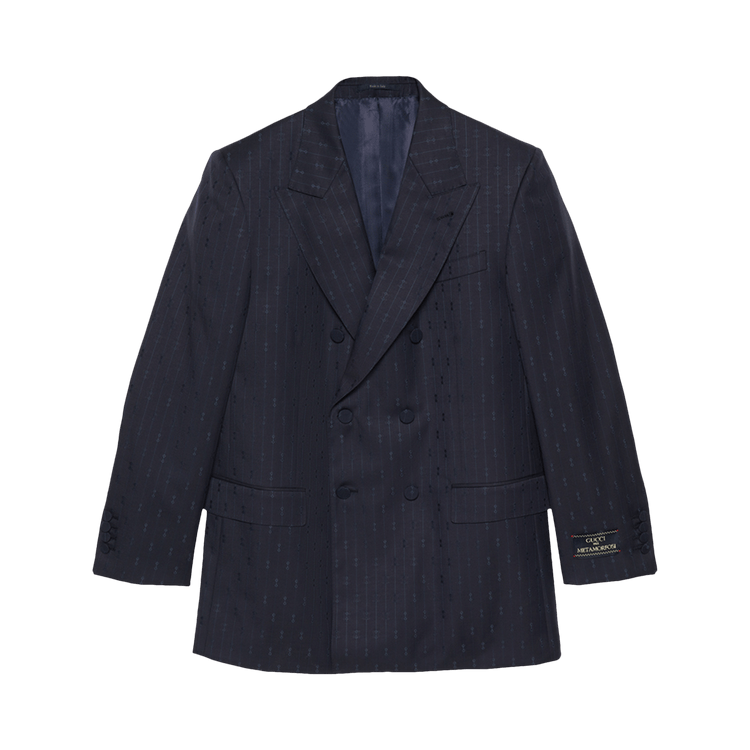 Gucci Horsebit Striped Wool Jacket "Dark Blue"
