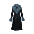 Marine Serre Double Breasted Leather Coat "Blue"