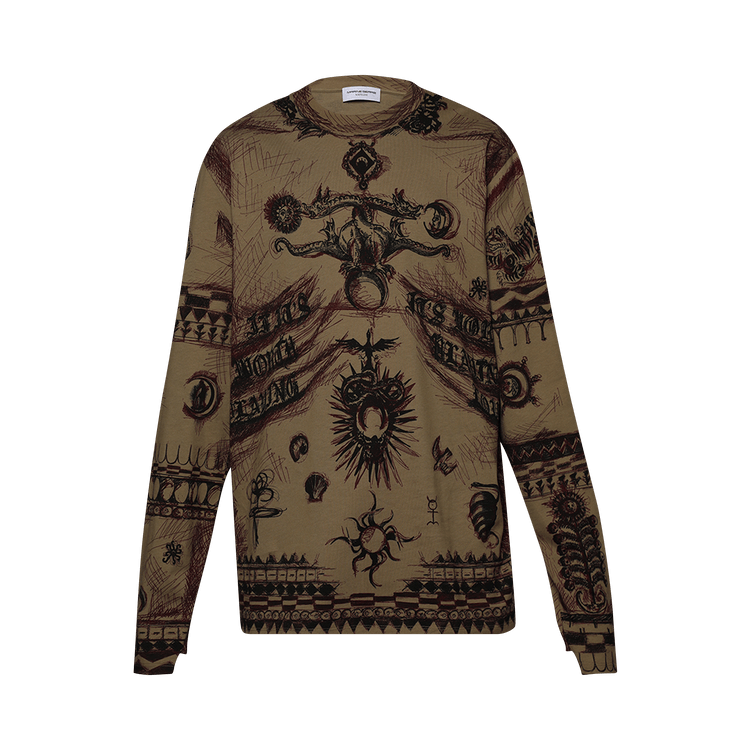 Marine Serre Geotic Relaxed Long-Sleeve Top "Green"