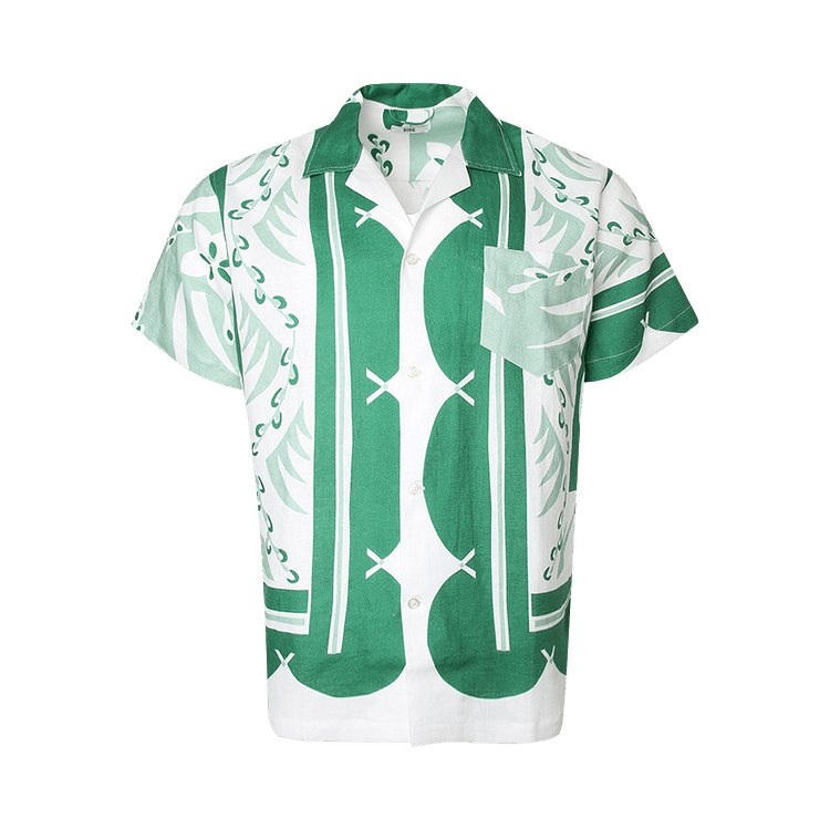 Bode Prairie Willow Short-Sleeve Shirt "White/Green"