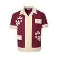 Bode Moonflower Applique Short-Sleeve Shirt "Maroon/Cream"