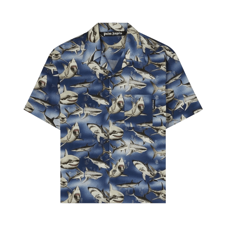 Palm Angels Sharks Bowling Shirt "Blue"