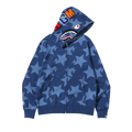 BAPE Sta Pattern Shark Full Zip Hoodie "Indigo"