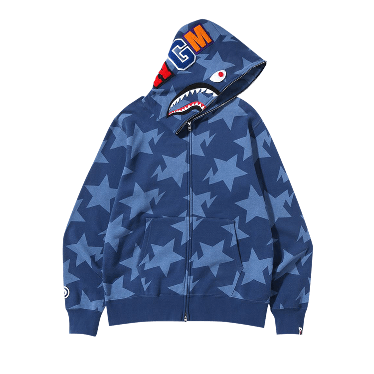 BAPE Sta Pattern Shark Full Zip Hoodie "Indigo"