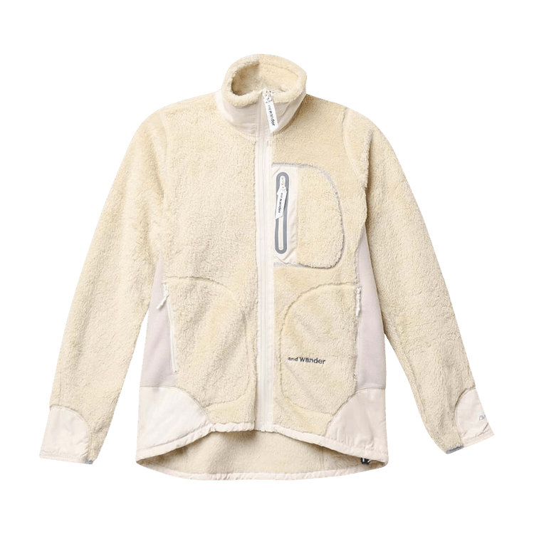 And Wander High Loft Fleece Jacket "Off White"