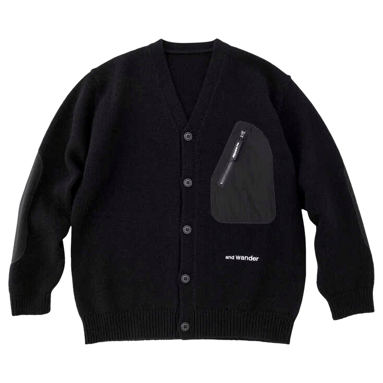 And Wander Shetland Wool Cardigan "Black"