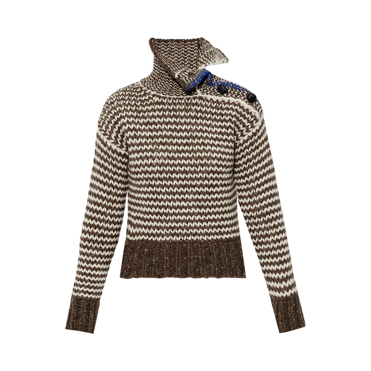Bottega Veneta Zig Zag Knit Sweater "Milkweed/White"