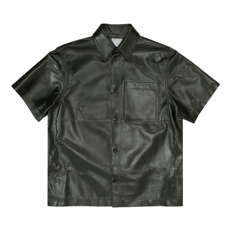 Bottega Veneta Leather Shirt "Dark Green"