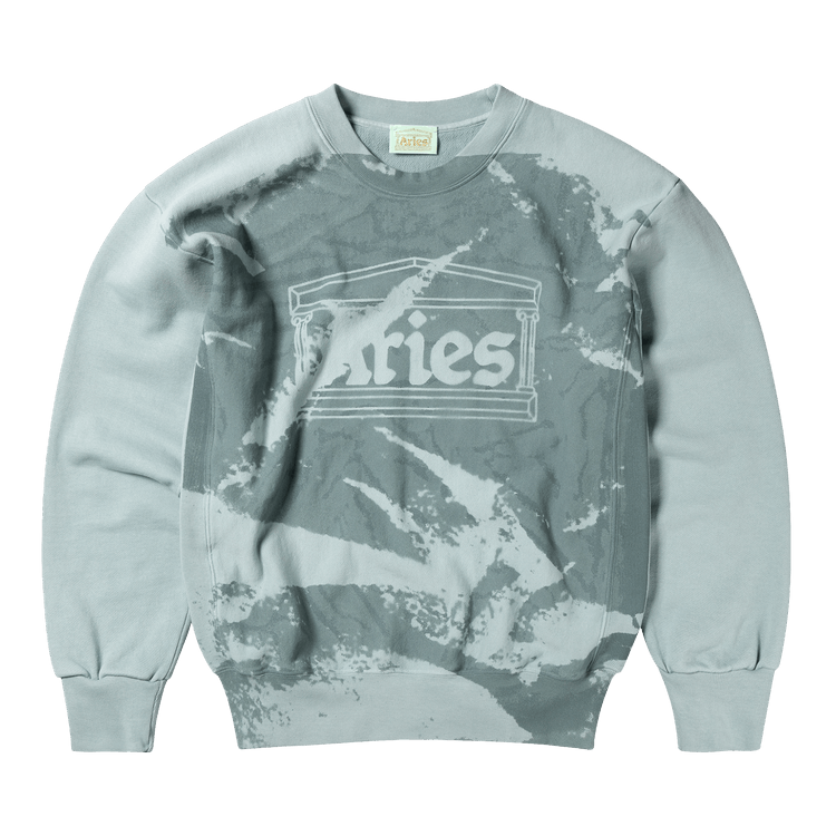 Aries Sunbleached Cross Grain Temple Sweatshirt "Grey/Blue"