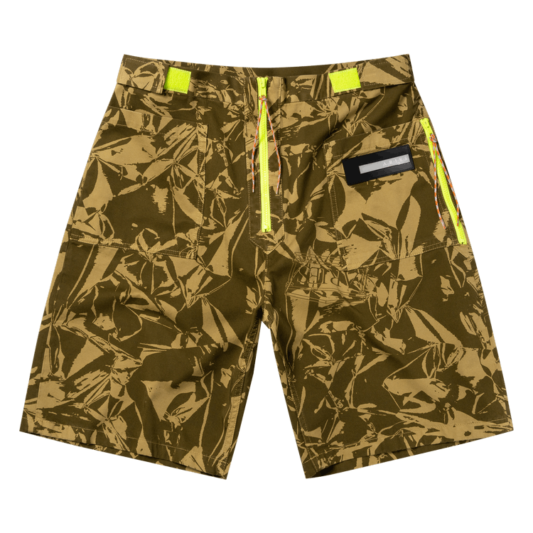 Aries Crinkle Print Walking Short "Army Green"